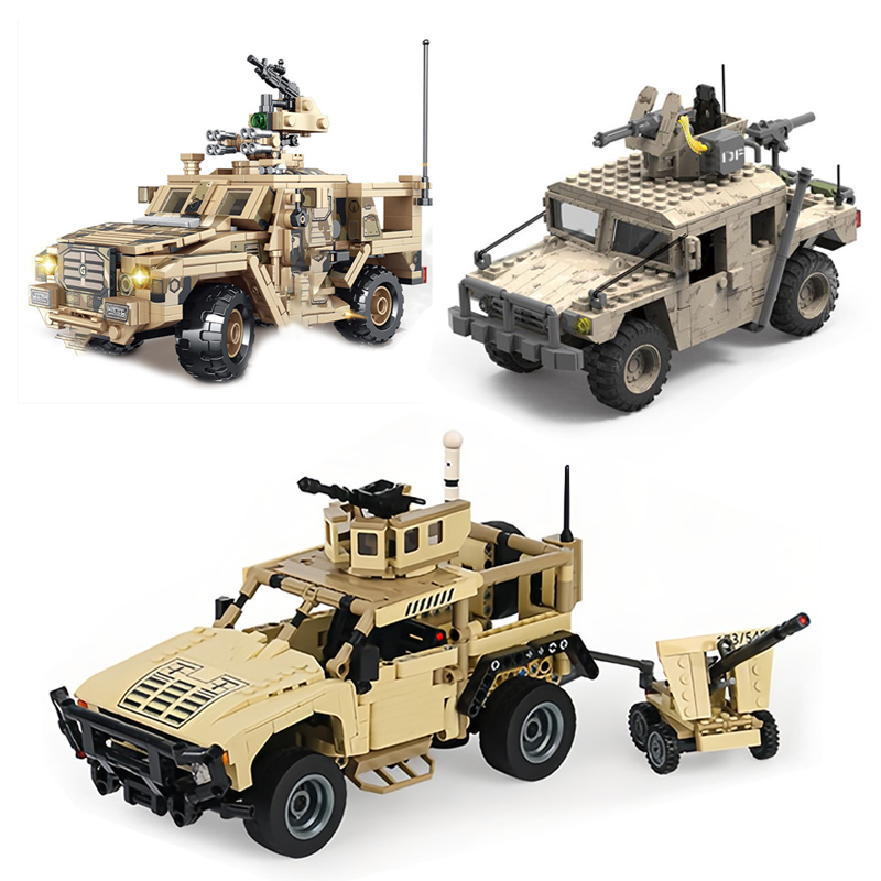 Lego Compatible Military Tank - Moc-子供のためのミリタリーハマービルディングブロック、ライトニング保護、装甲車、待ち伏せ、タンクモデル、教育ブロックおもちゃ