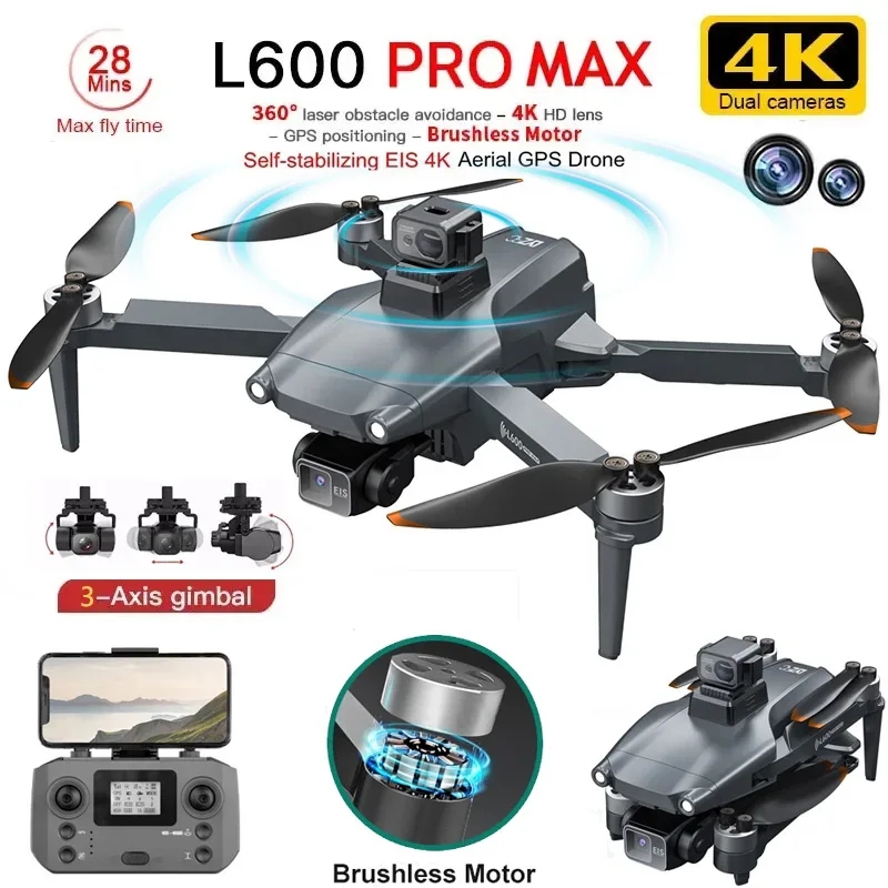 Fpv Brushless Rc Drone 4K - L600 プロマックス GPS ドローンプロフェッショナル 4K 3