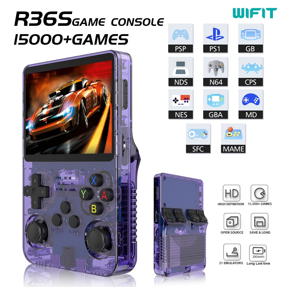 Retro Handheld Game Console R36S - R36s携帯型ゲーム機 ポータブル レトロアーケードゲーム 懐かしい3Dデュアルシステムハンドヘルド