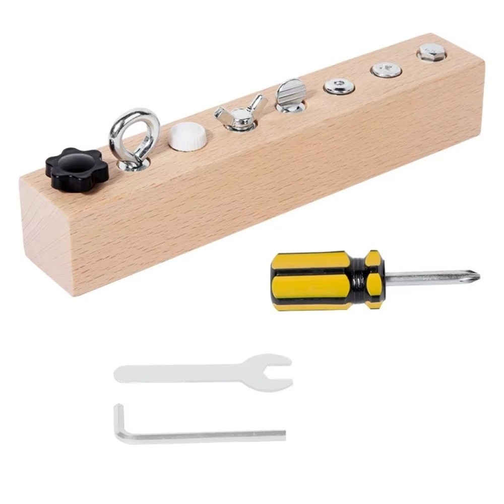 新しいポータブルモンテッソーリスクリューDIYメタルパーツ  - Montessori Wooden Busy Board Toddler のレビューと価格