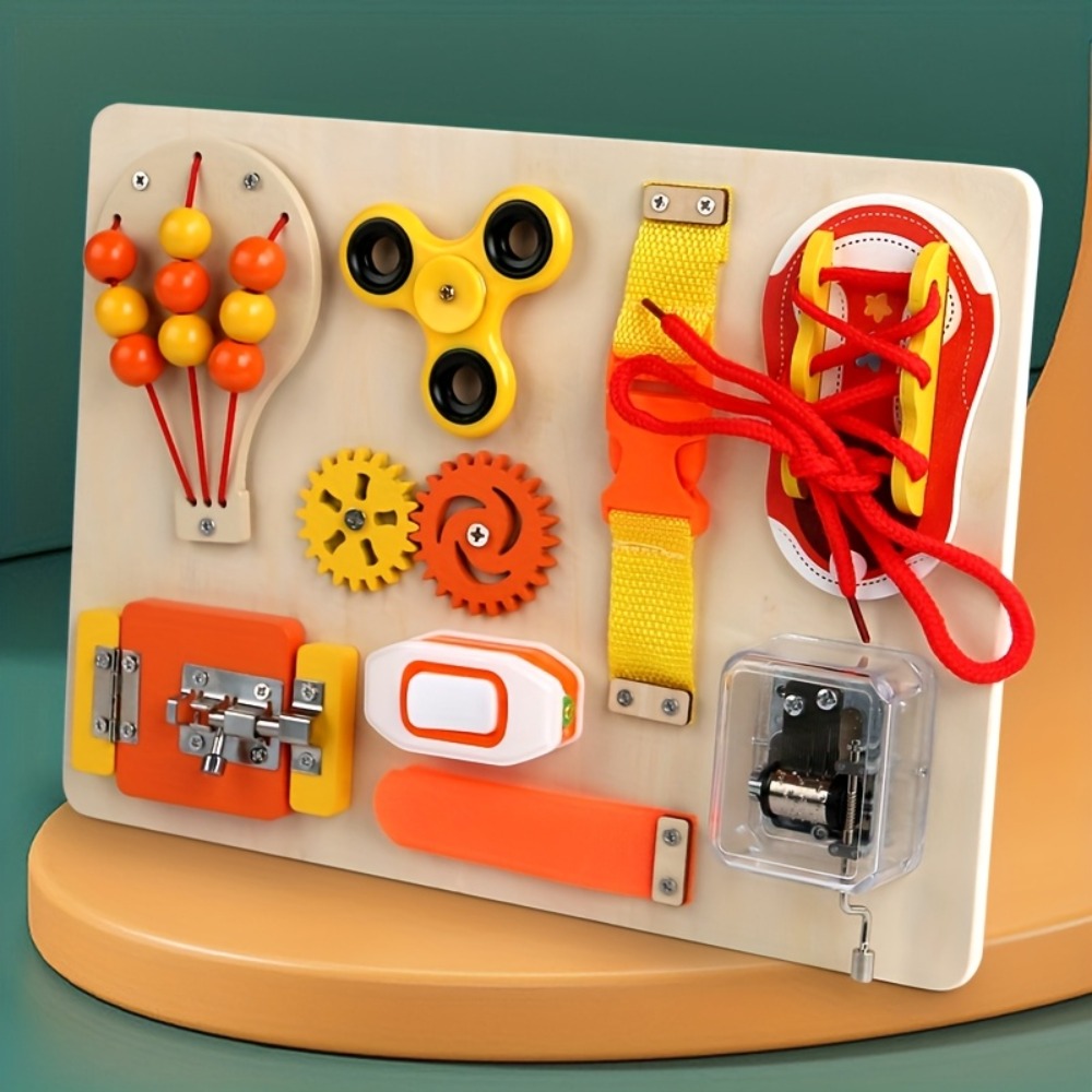 モンテッソーリ木製ビジーボードおもちゃ、幼児向け感覚教育フィ - Montessori Wooden Busy Board Toddler のレビューと価格