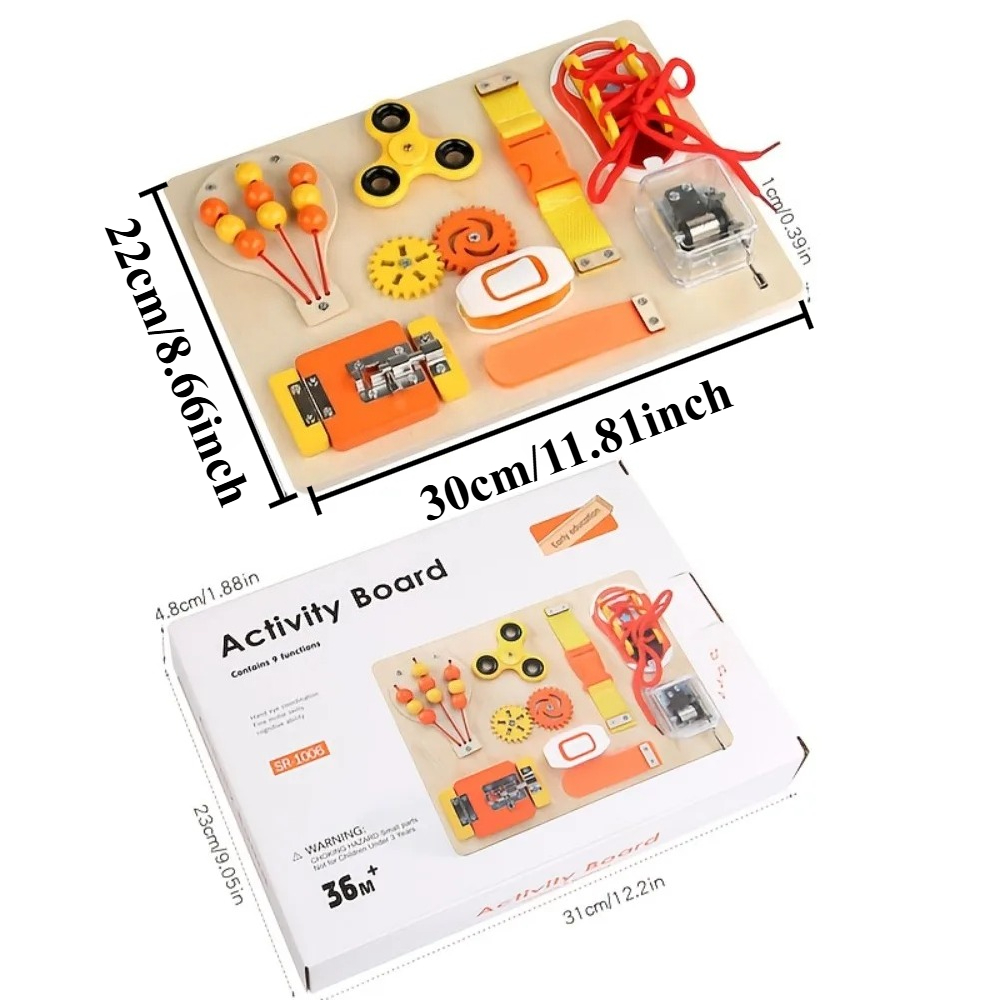 モンテッソーリ木製ビジーボードおもちゃ、幼児向け感覚教育フィ - Montessori Wooden Busy Board Toddler のレビューと価格
