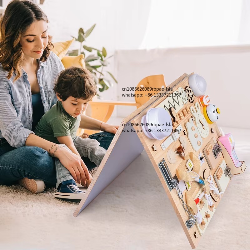 モンテッソーリ ビジーボード 木製感覚活動玩具 赤ちゃん 幼 - Montessori Wooden Busy Board Toddler のレビューと価格